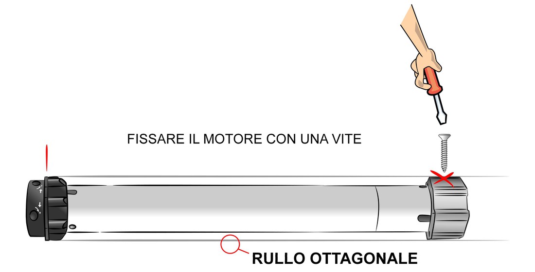fissare il motore con una vite