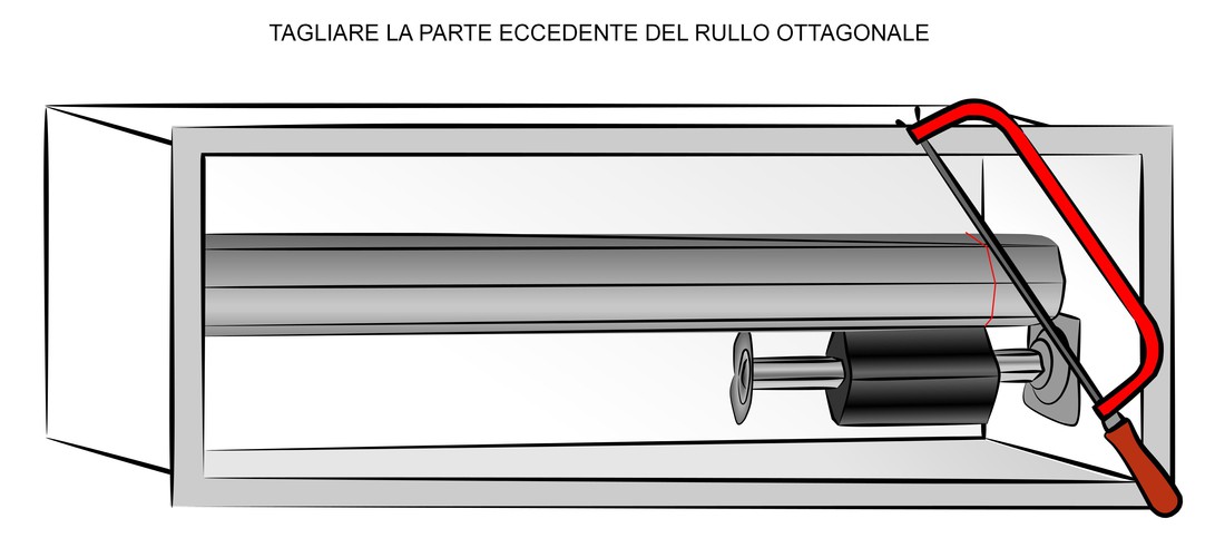 tagliare la parte eccedente del rullo ottagonale